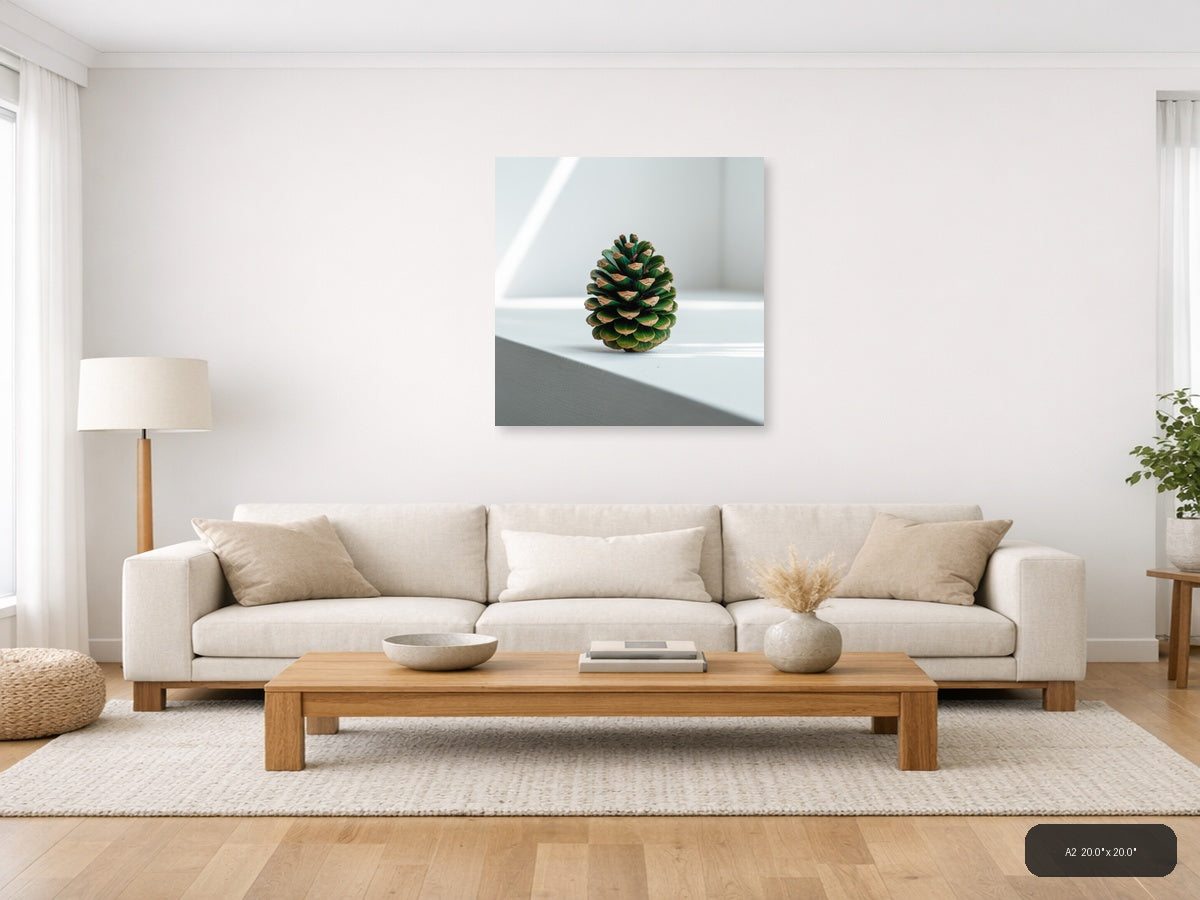 Green Pinecone Minimalist Still Life Wall Art — A2 / Living Room
