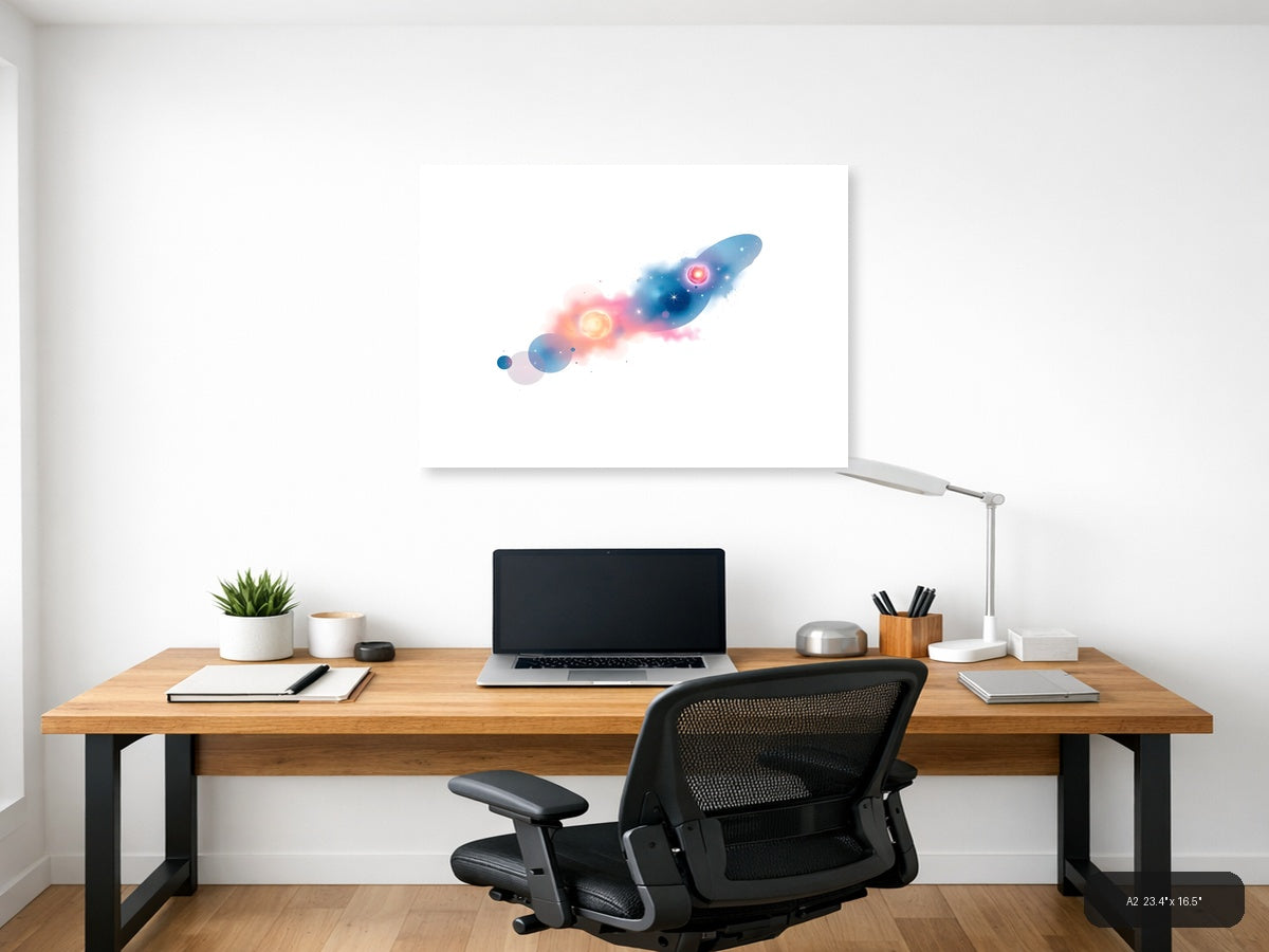 Minimalist Cosmic Galaxy Abstract Wall Art — A2 / Office