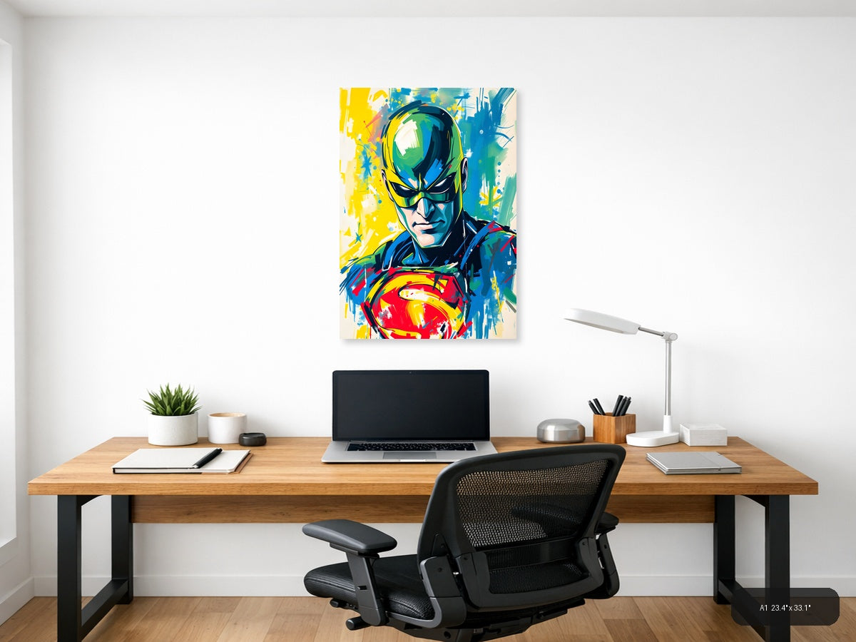 Abstract Superhero Portrait Colorful Modern Wall Art — A1 / Office