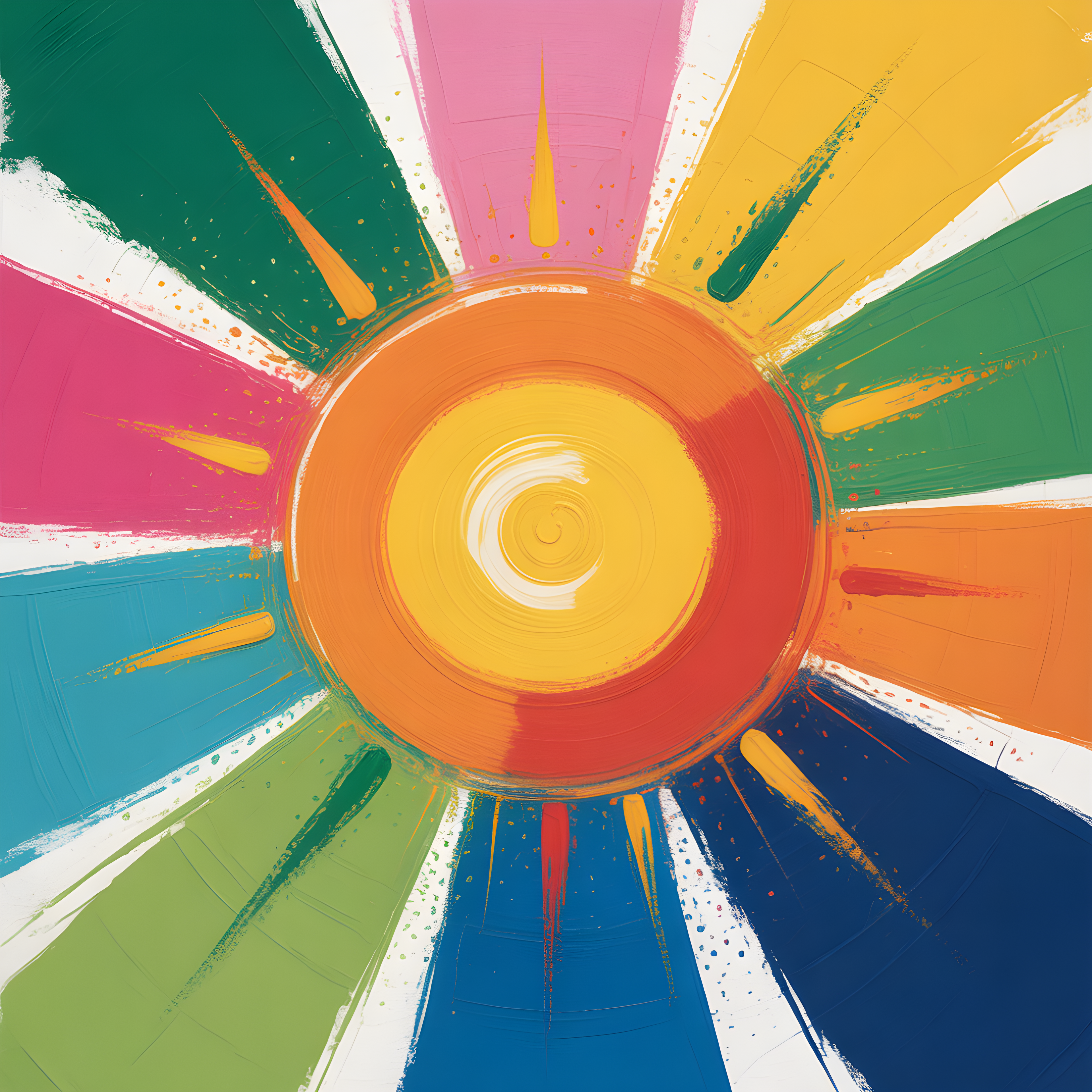 Colorful Abstract Sunburst Circle - Modern Wall Art
