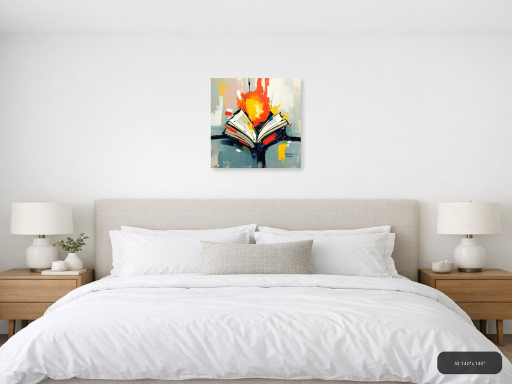 Abstract Open Book with Colorful Splashes Wall Art — A3 / Bedroom
