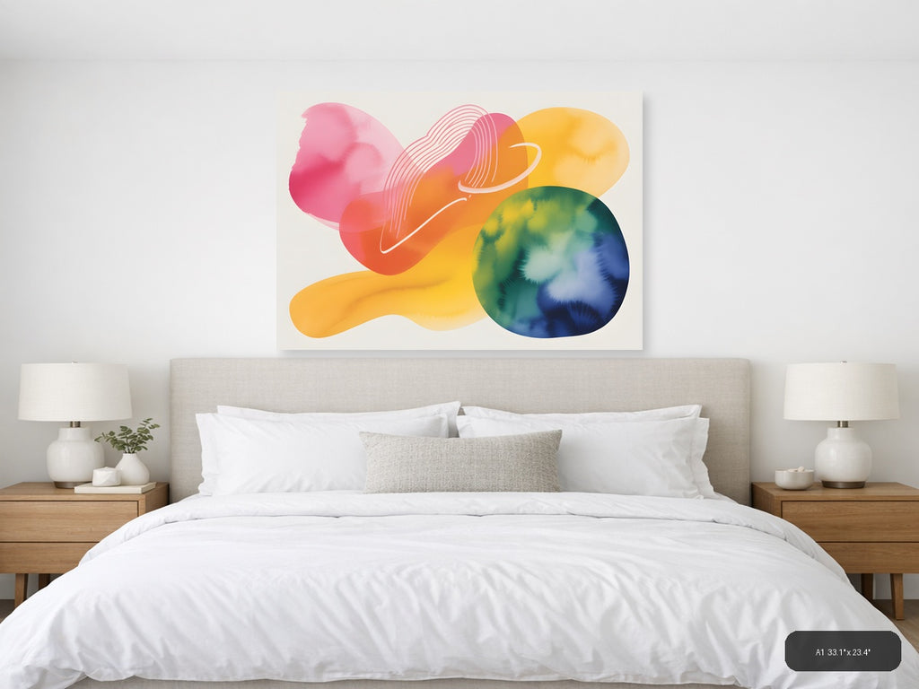 Colorful Abstract Watercolor Landscape Wall Art — A1 / Bedroom