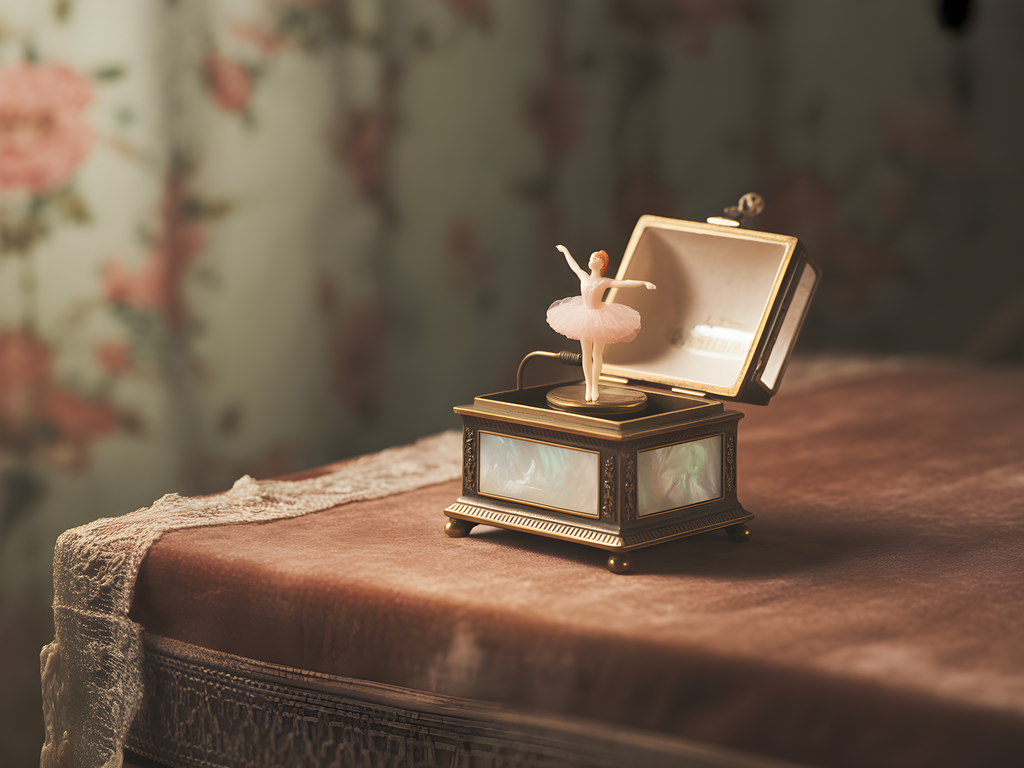 Vintage Music Box Ballerina Nostalgic Wall Art
