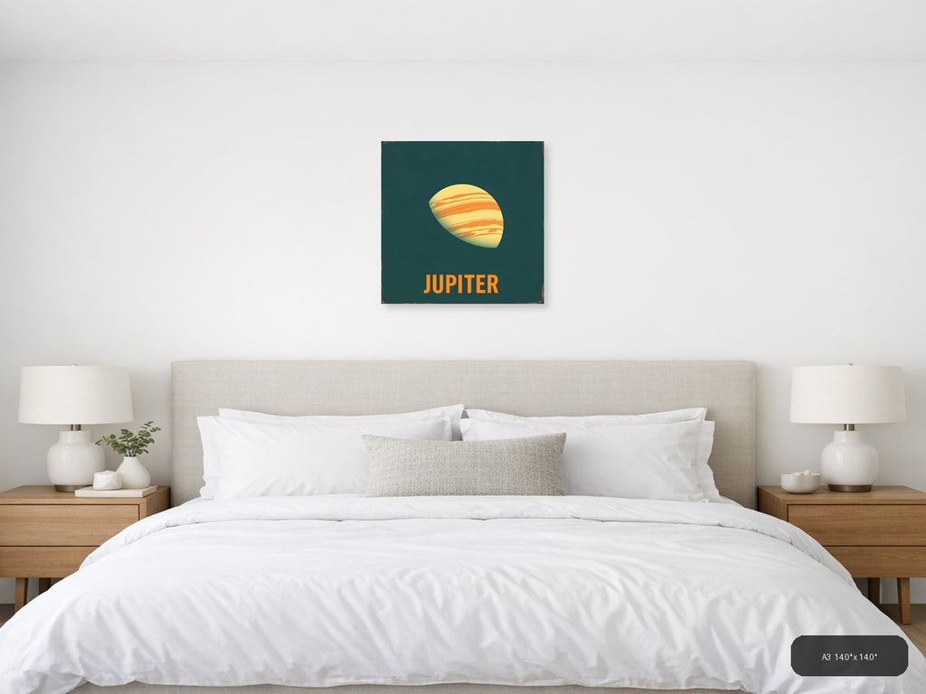 Jupiter Planet Vintage Retro Space Wall Art — A3 / Bedroom