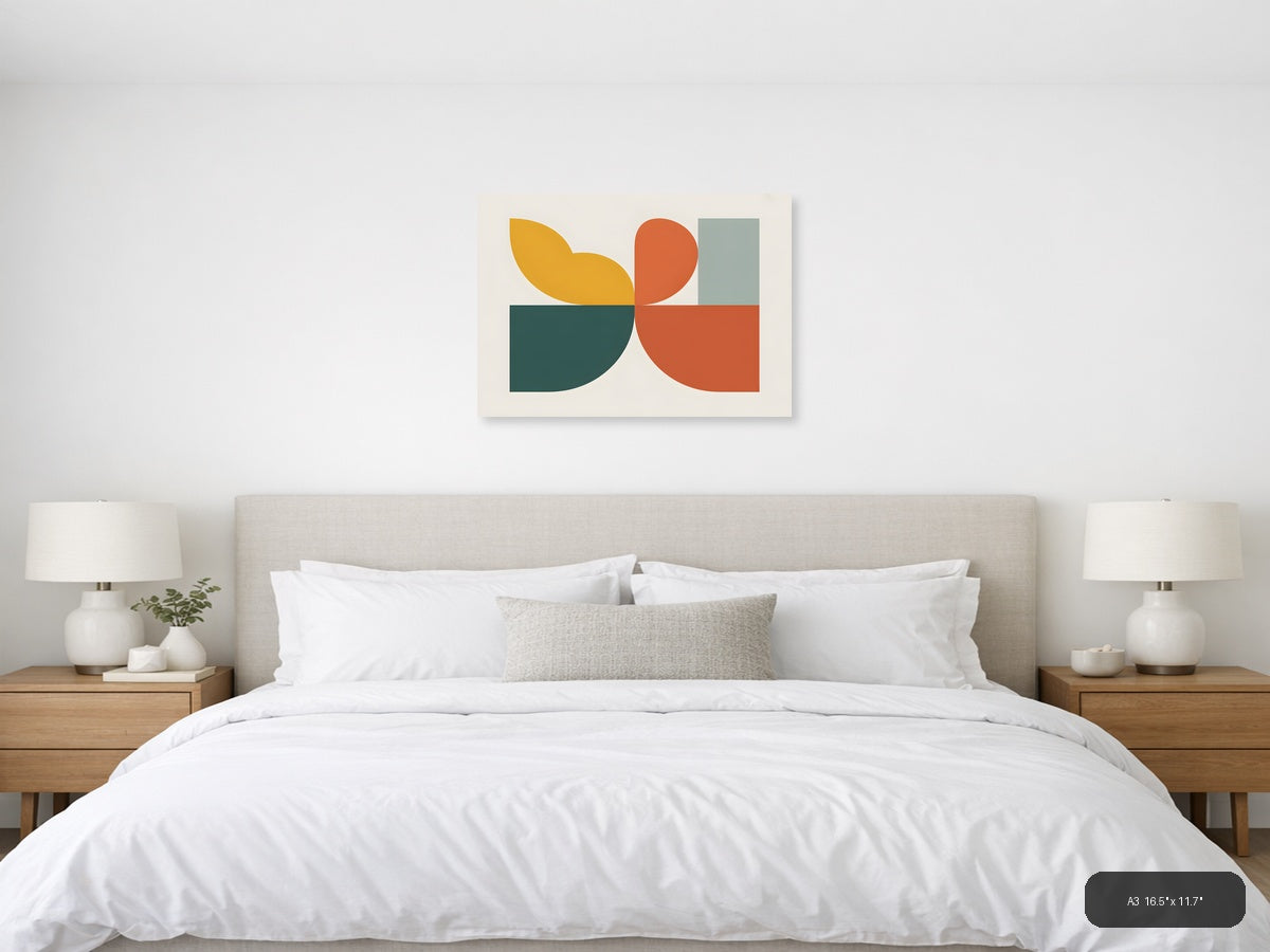 Minimalist Geometric Shapes Abstract Modern Wall Art — A3 / Bedroom