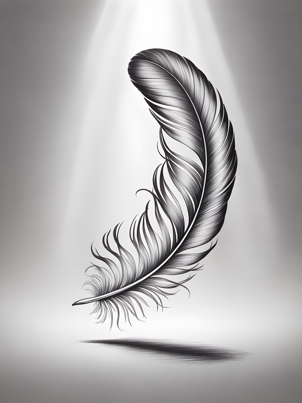 Detailed Feather Line Art Drawing - Minimalist Wall Art