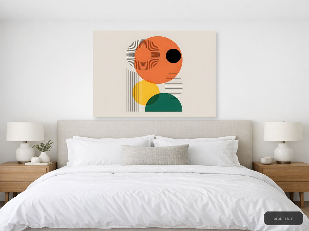 Abstract Geometric Circles Line Art Wall Art — A1 / Bedroom