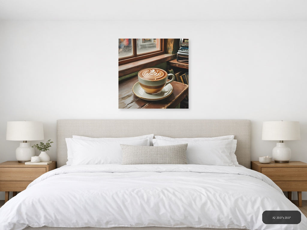 Vintage Coffee Latte Art by Window Wall Art — A2 / Bedroom