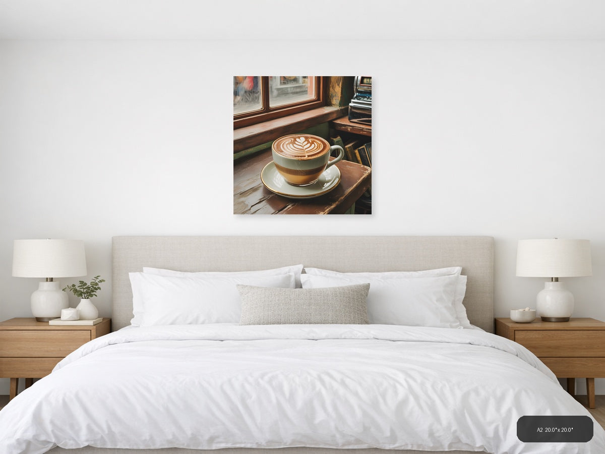 Vintage Coffee Latte Art by Window Wall Art — A2 / Bedroom