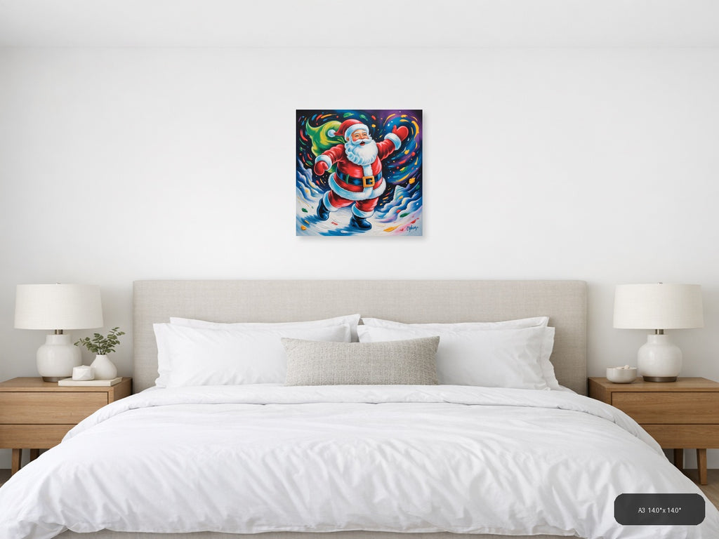 Joyful Santa Abstract Colorful Christmas Wall Art — A3 / Bedroom