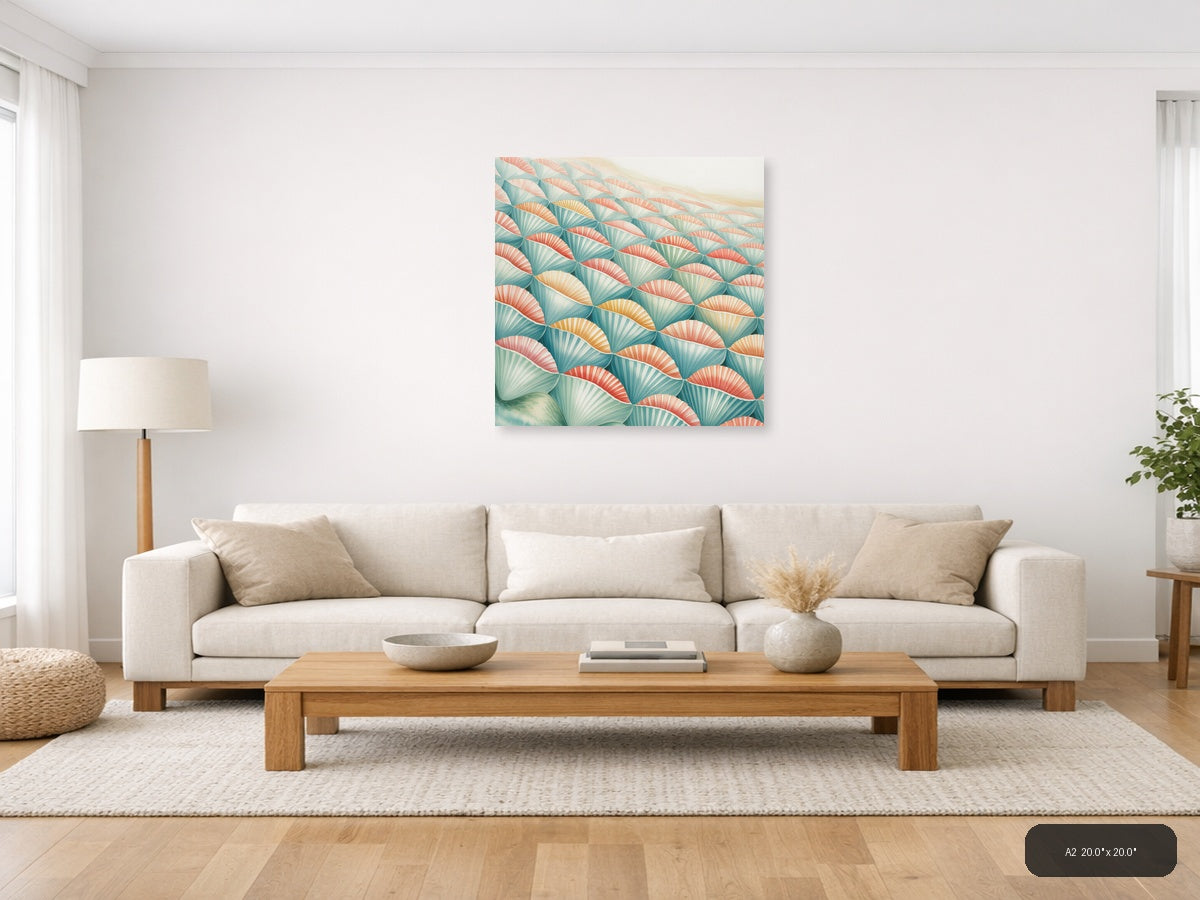 Tessellation — Watercolor (Square) Canvas Print | Watercolor Wall Art | A4 A3 A2 A1 — A2 / Living Room