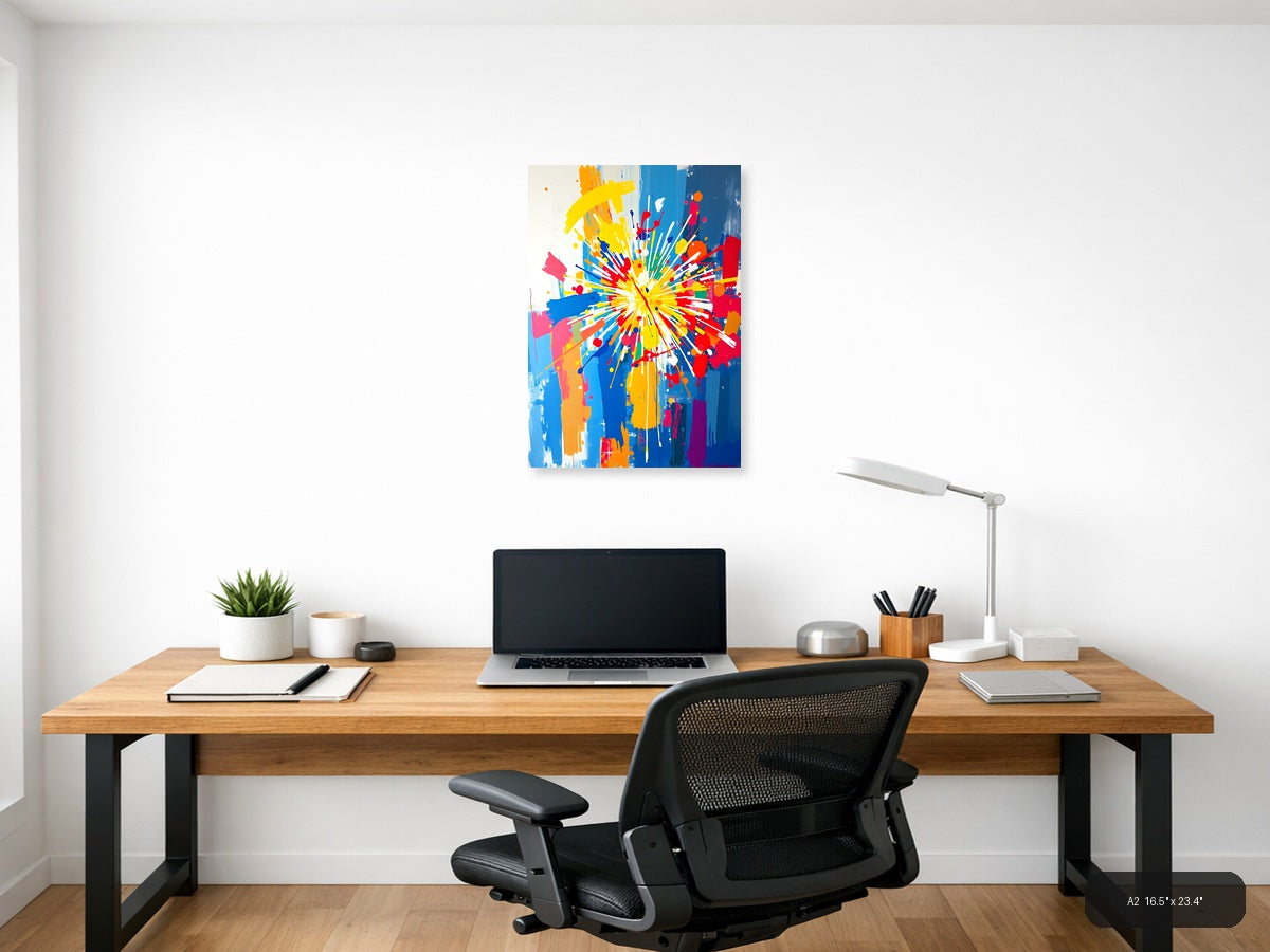 Vibrant Burst Abstract Explosion Colorful Wall Art — A2 / Office