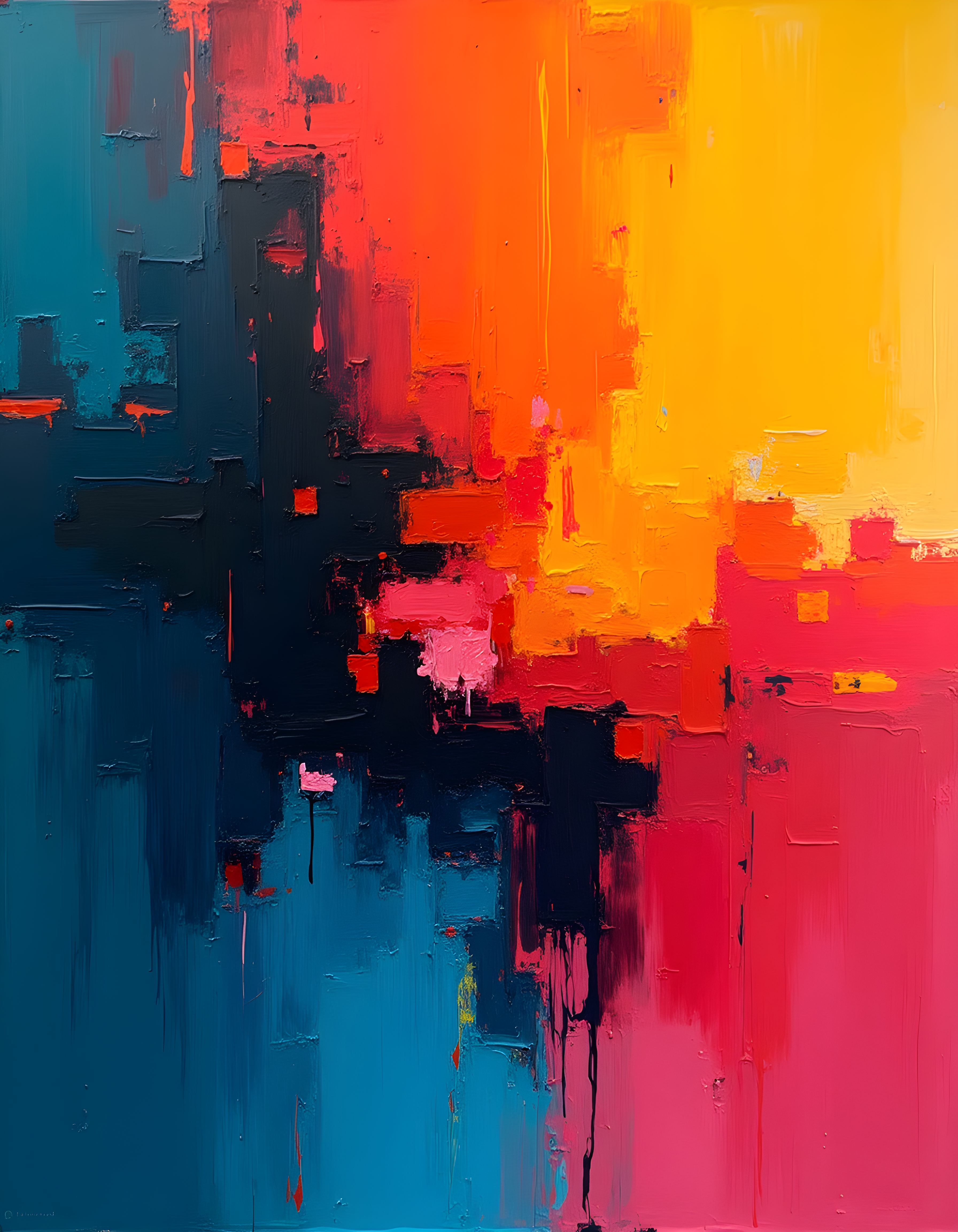 Abstract Color Gradient: Blue to Orange Wall Art