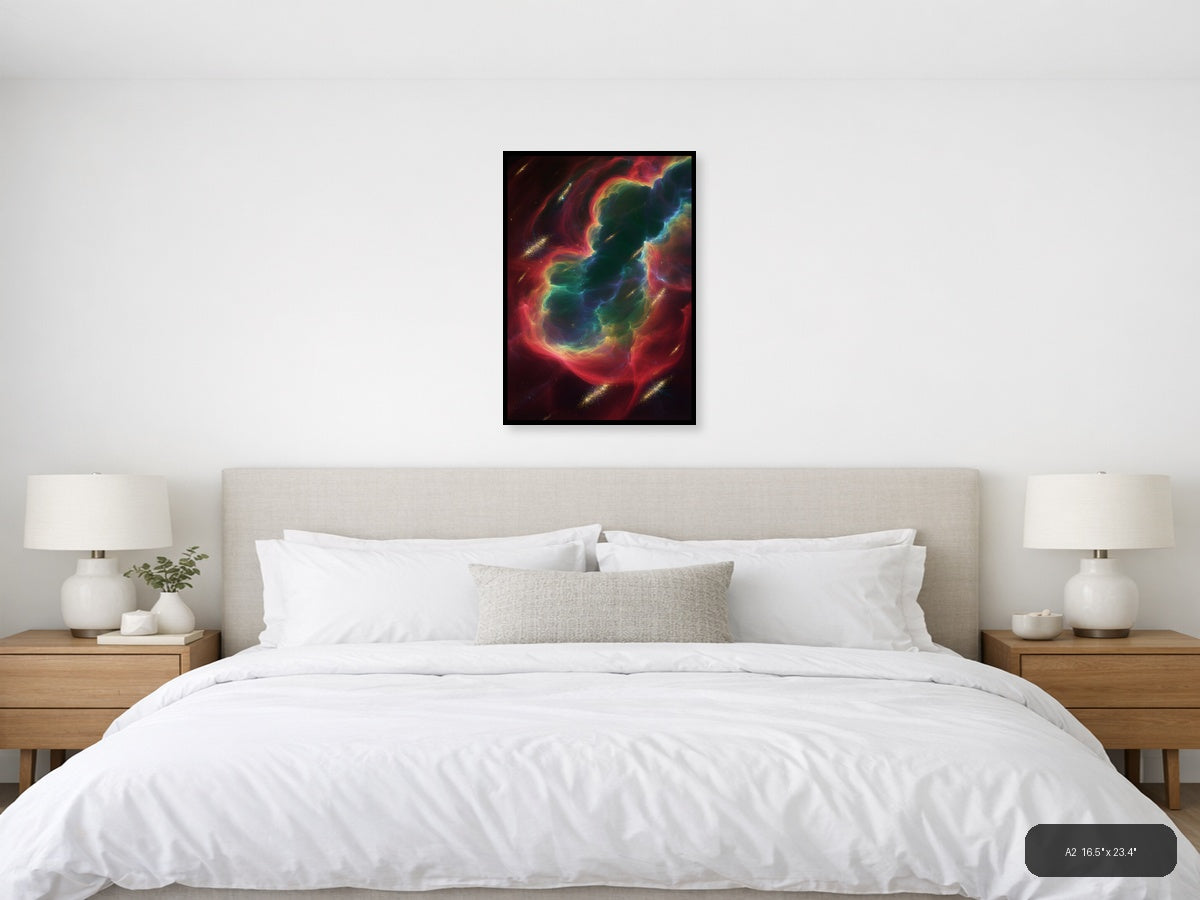 Vibrant Abstract Nebula Swirl - Colorful Modern Wall Art — A2 / Bedroom