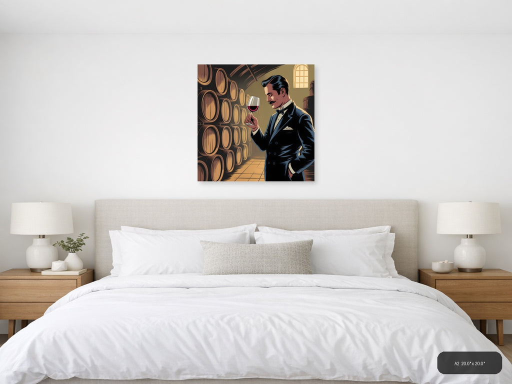 Vintage Wine Connoisseur in Cellar Wall Art — A2 / Bedroom
