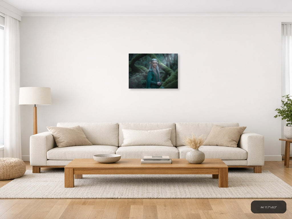 Fantasy Elf Portrait in Enchanted Forest Photography Wall Art — A4 / Living Room