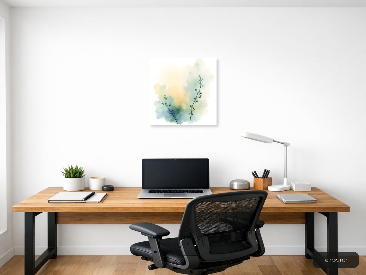 Minimalist Botanical Watercolor Wall Art — A3 / Office