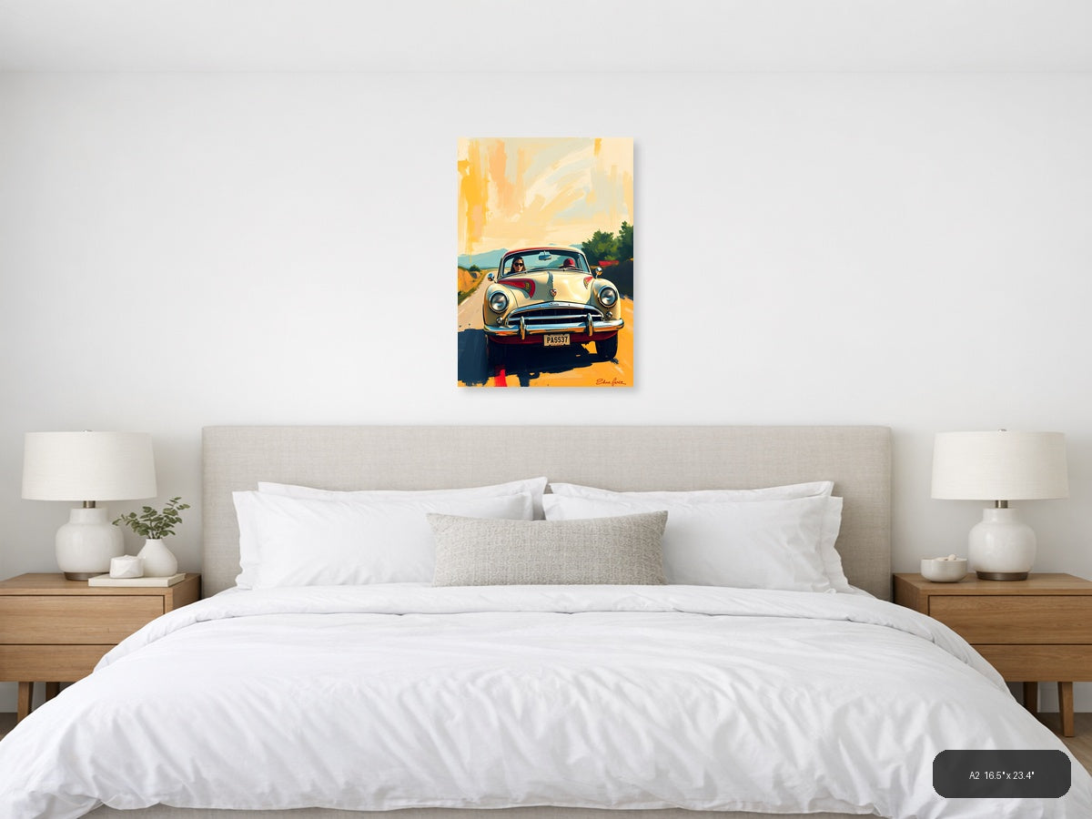 Vintage Convertible Road Trip Abstract Wall Art — A2 / Bedroom