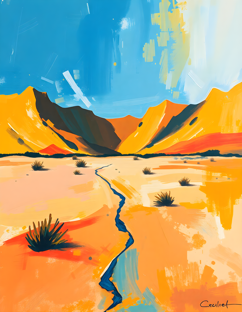 Desert Landscape Abstract Canvas - Modern Wall Art