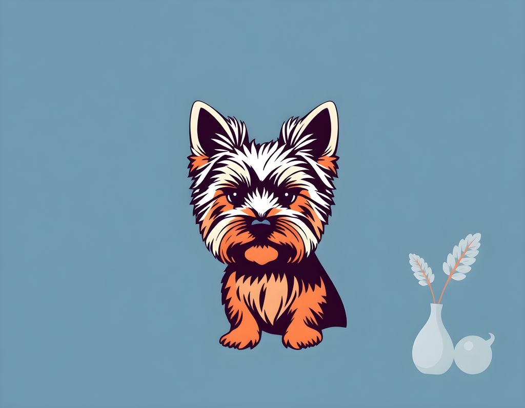 Cute Terrier Dog Minimalist Blue Wall Art