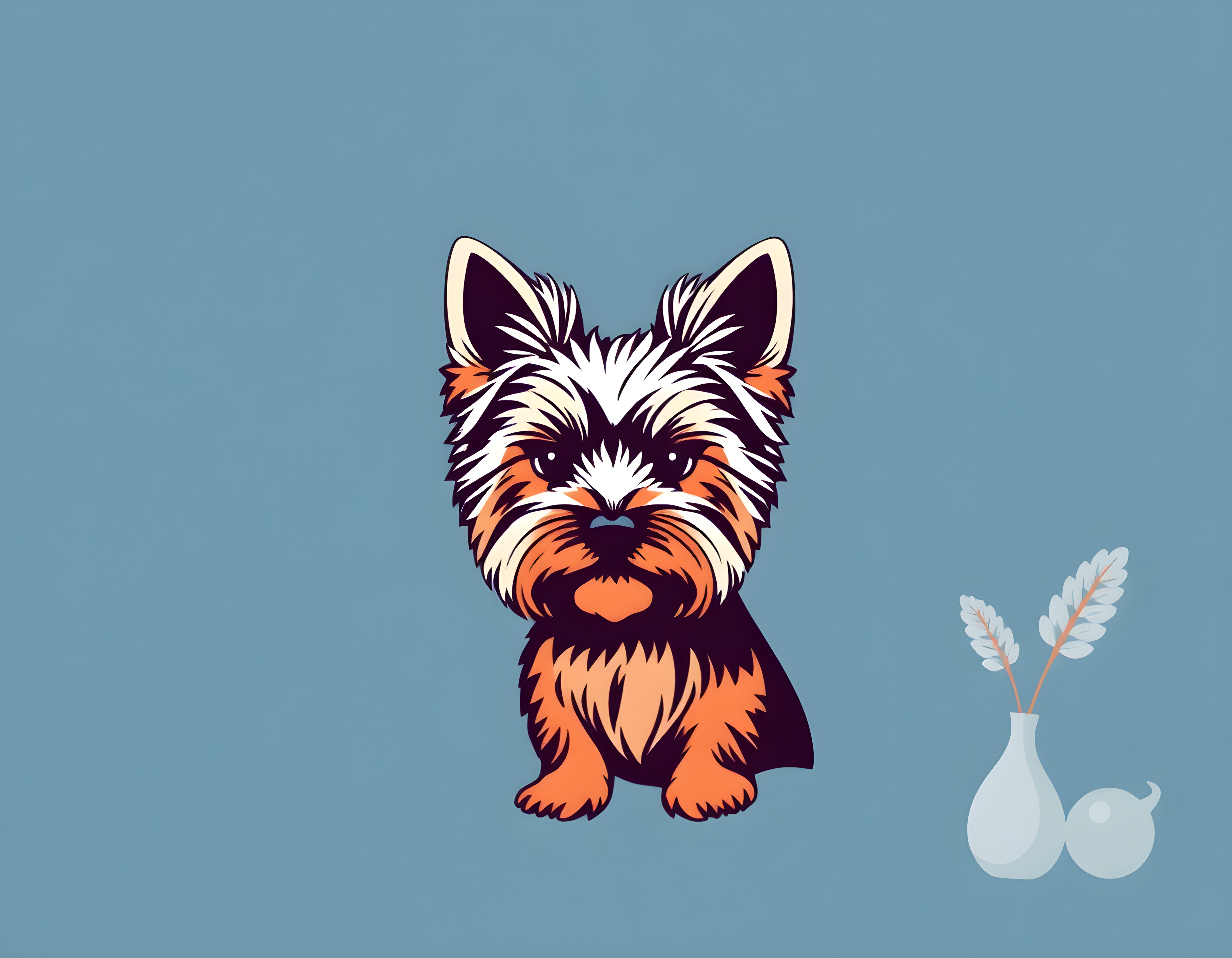 Cute Terrier Dog Minimalist Blue Wall Art