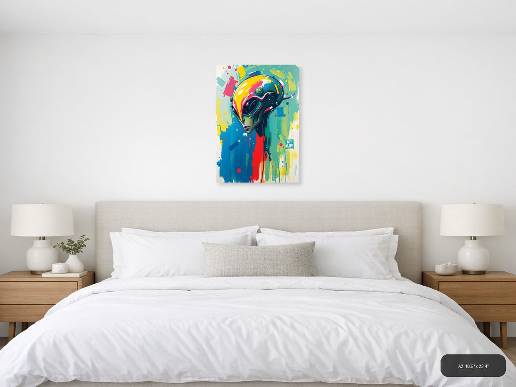 Colorful Abstract Robot Head Portrait Wall Art — A2 / Bedroom