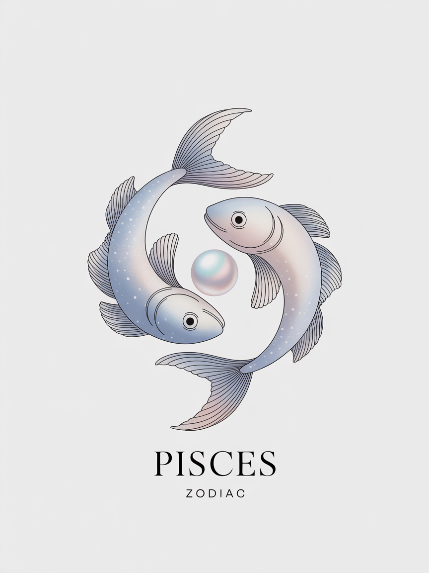 Pisces Zodiac Fish Minimalist Wall Art