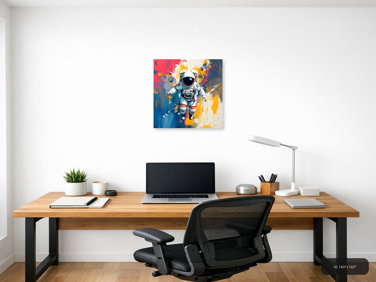 Astronaut in Space Abstract Colorful Wall Art — A3 / Office