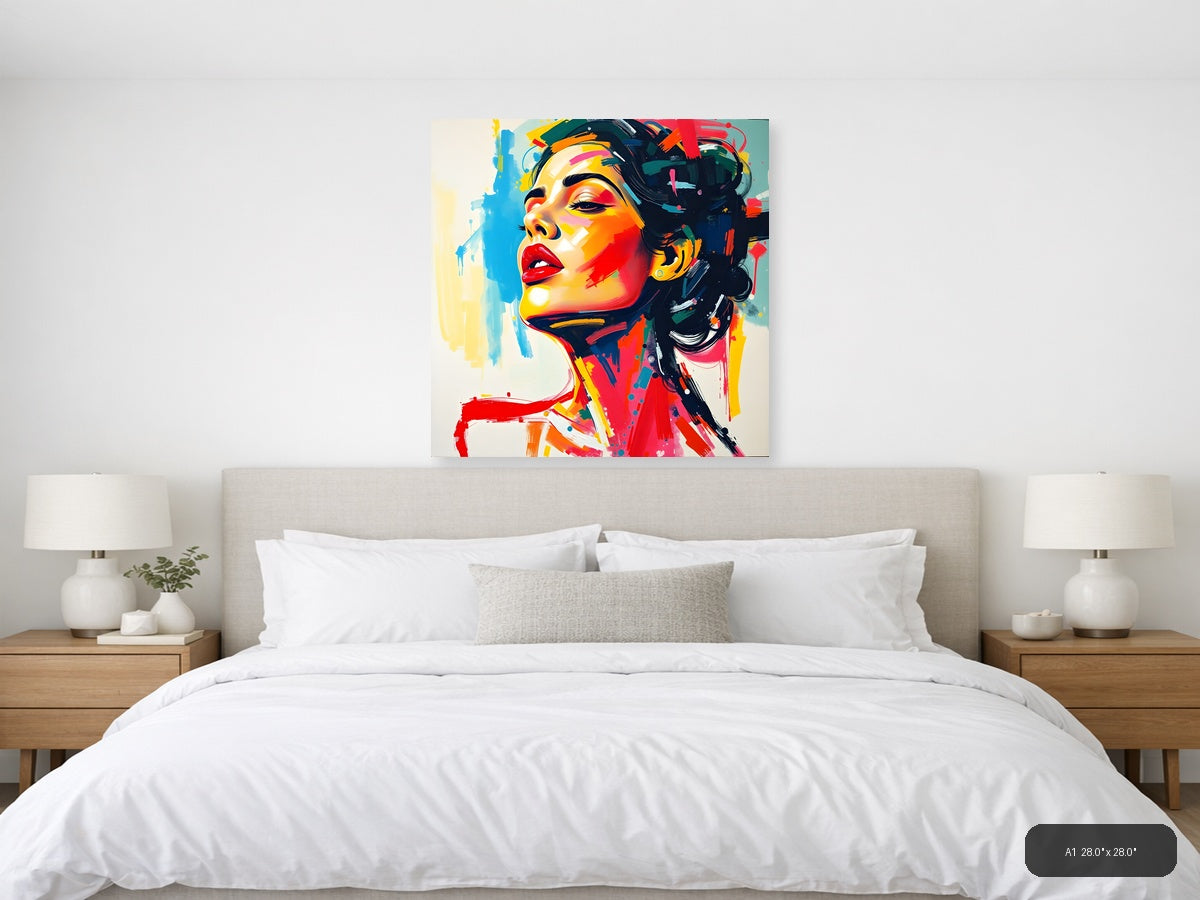 Colorful Abstract Portrait Pop Art Style Wall Art — A1 / Bedroom