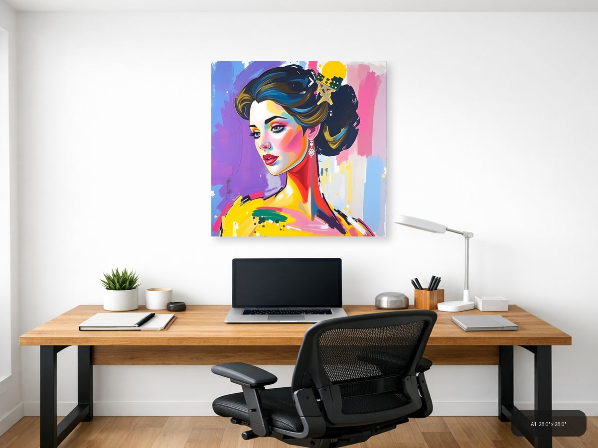 Colorful Abstract Woman Portrait Pop Art Wall Art — A1 / Office