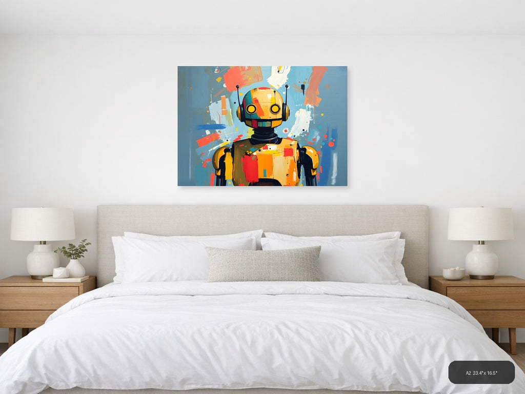 Colorful Robot Portrait Abstract Modern Wall Art — A2 / Bedroom