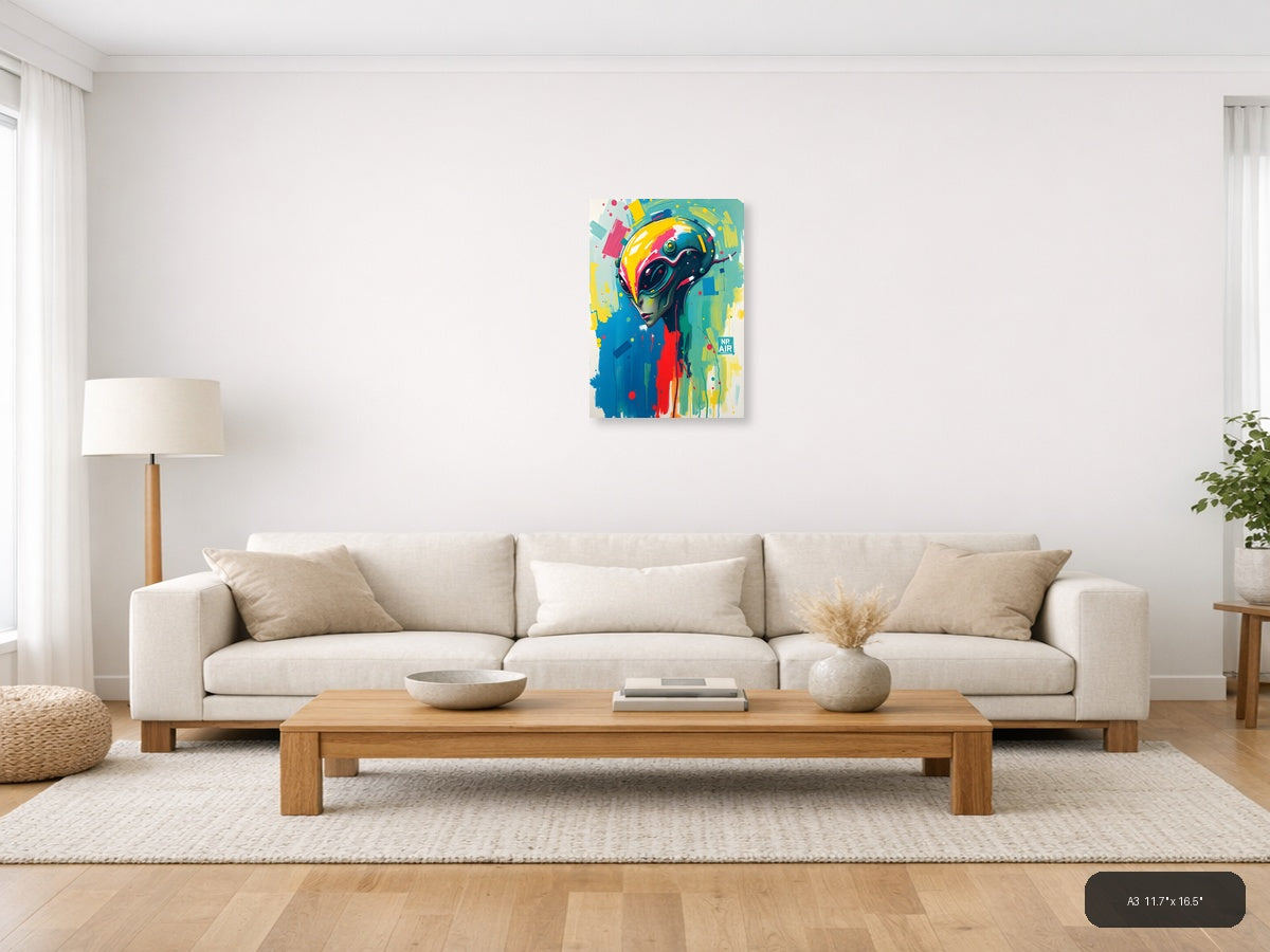 Colorful Abstract Futuristic Head Portrait Wall Art — A3 / Living Room