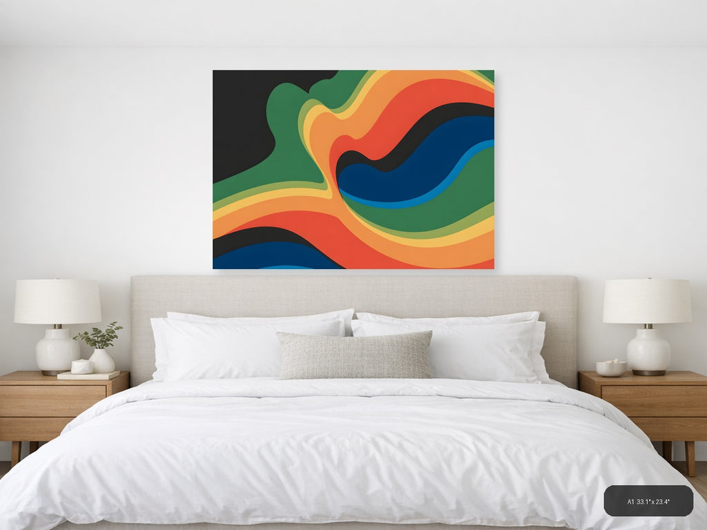 Colorful Abstract Wave Photography Wall Art — A1 / Bedroom