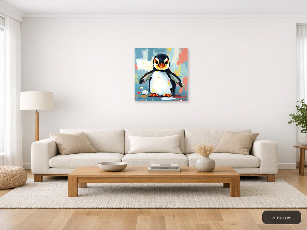 Colorful Abstract Penguin Modern Wall Art — A3 / Living Room