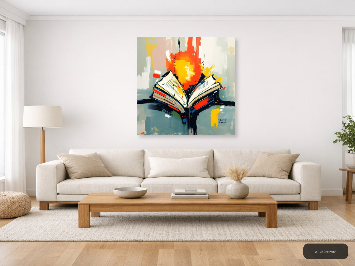 Abstract Open Book with Colorful Splashes Wall Art — A1 / Living Room