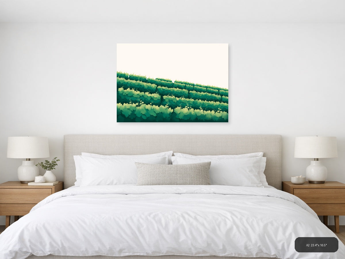 Minimalist Green Forest Landscape Layers Wall Art — A2 / Bedroom