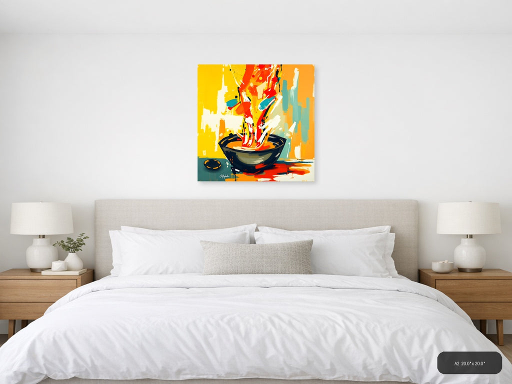 Abstract Wok Cooking Scene - Modern Kitchen Wall Art — A2 / Bedroom