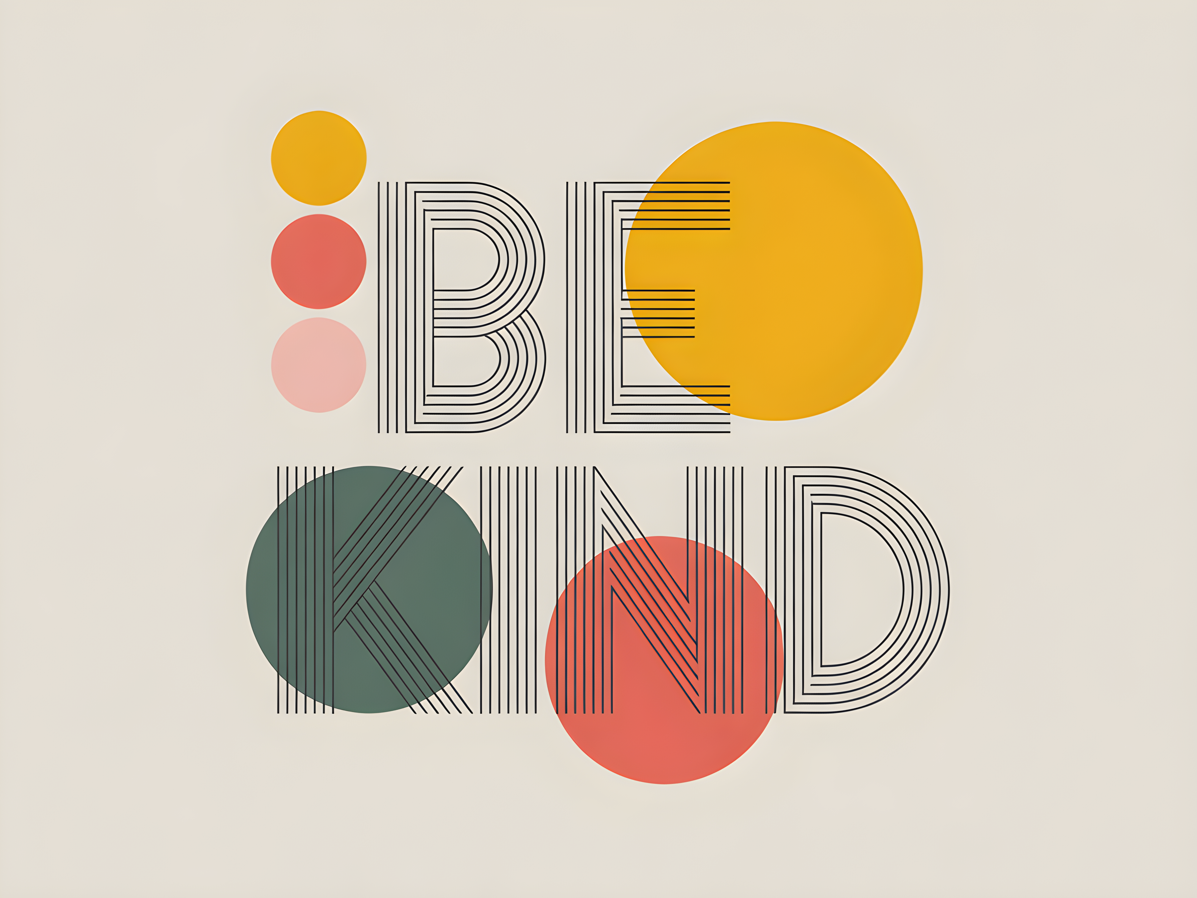 Be Kind Line Art Abstract Circles Wall Art