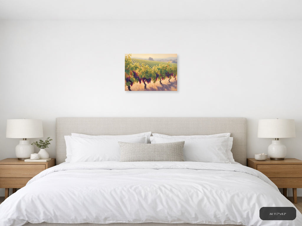 Golden Vineyard Harvest Abstract Landscape Wall Art — A4 / Bedroom