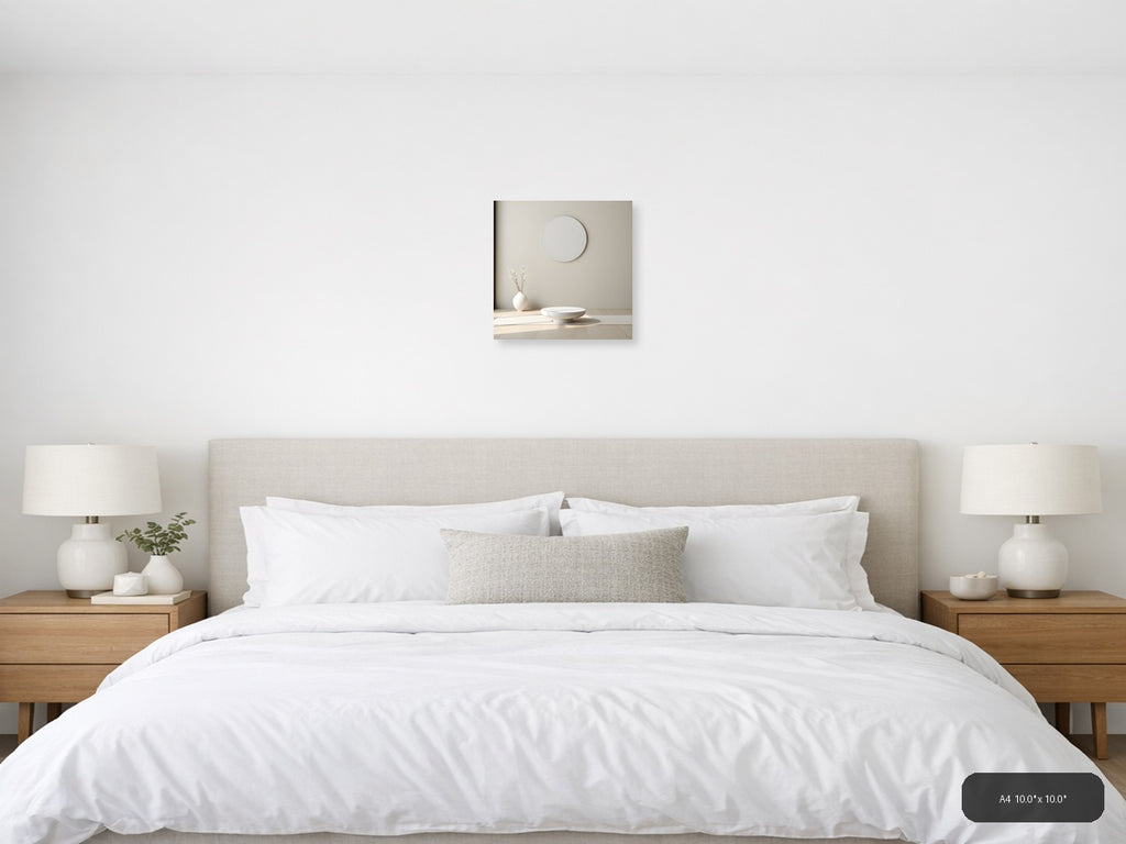 Minimalist Circle Mirror Reflection Wall Art — A4 / Bedroom