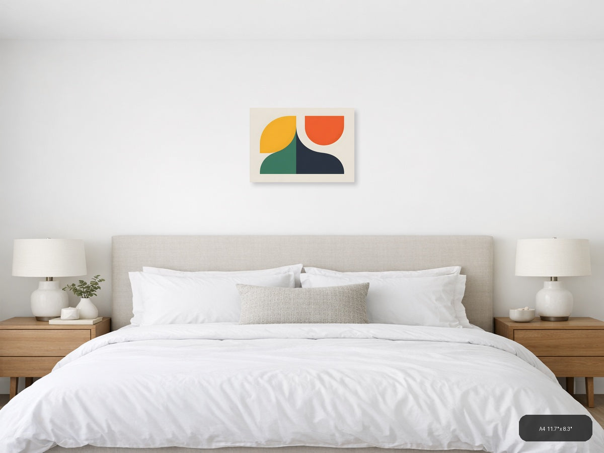Minimalist Geometric Shapes Abstract Wall Art — A4 / Bedroom