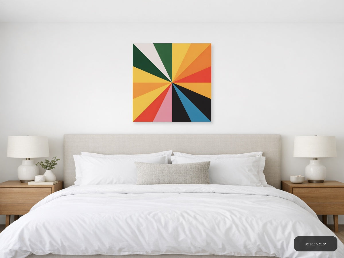 Colorful Sunburst Ray Pattern Photography Wall Art — A2 / Bedroom
