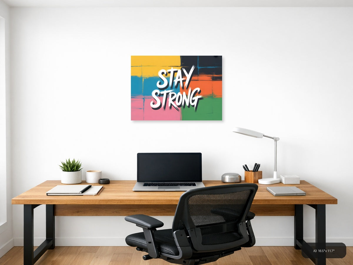 Stay Strong Colorful Abstract Street Art Wall Art — A3 / Office