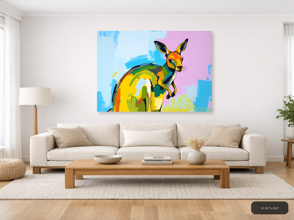 Colorful Abstract Deer Portrait Modern Wall Art — A1 / Living Room