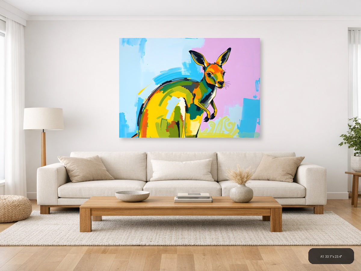 Colorful Abstract Deer Portrait Modern Wall Art — A1 / Living Room