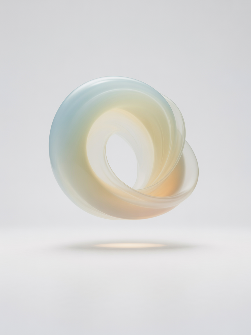 Abstract Minimalist Swirl in Cream & Blue Wall Art