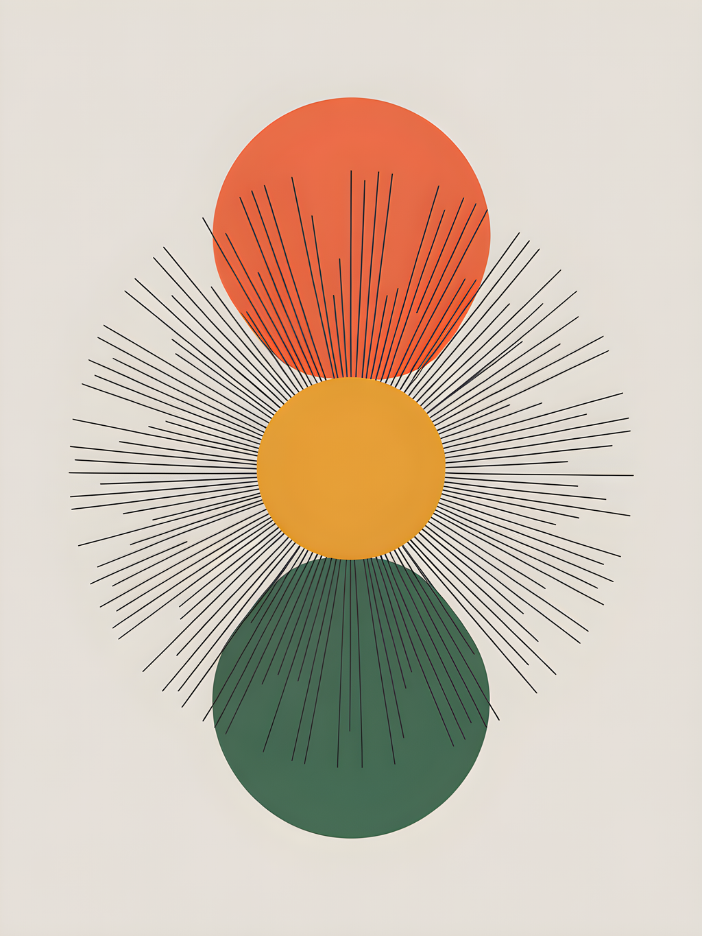 Abstract Stacked Circles Line Art - Modern Wall Art