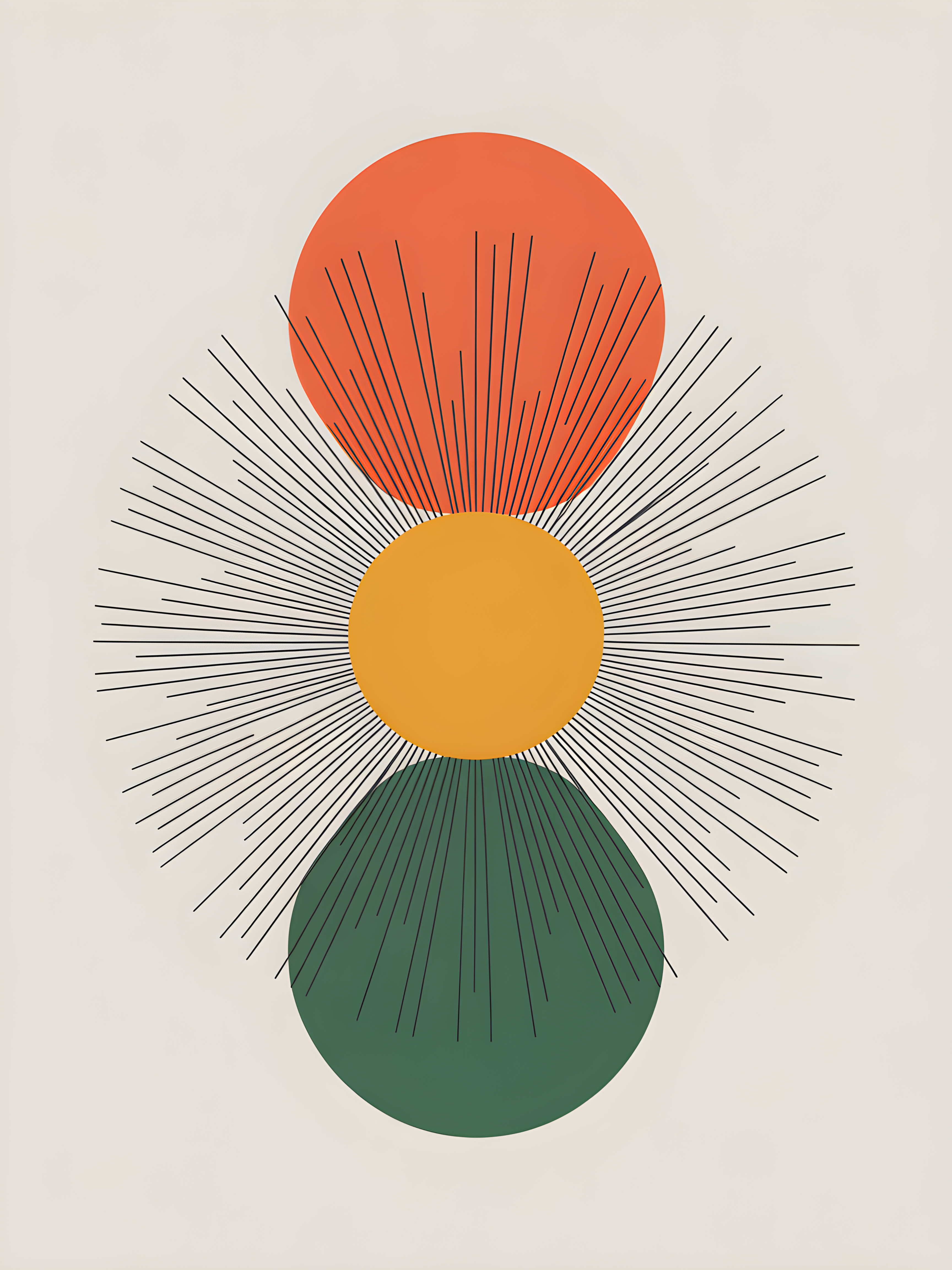 Abstract Stacked Circles Line Art - Modern Wall Art