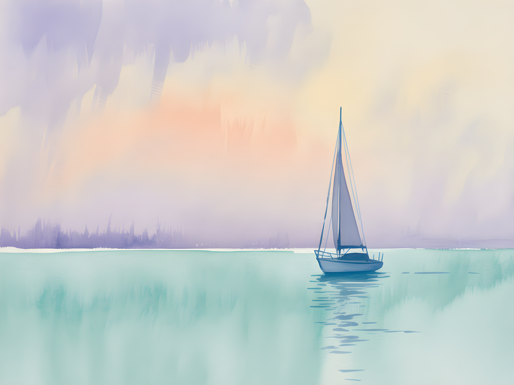 Sailboat on Turquoise Waters Watercolor Wall Art