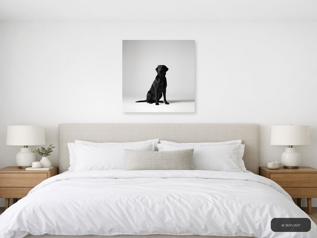 Black Labrador Sitting - Minimalist Dog Wall Art — A2 / Bedroom